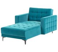 Chaise Longue Moderne Dossier Réglable Convertible Capitonné en Velours Bleu Azur Aberdeen
