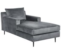 Chaise Longue Moderne en Velours avec Accoudoirs et Coussin Dossier Gris Gueret
