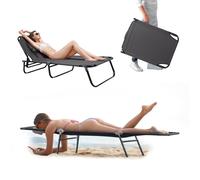 Chaise longue multifonction 4 réglages inclinaison pliante ultra compacte poids léger transport facile idéal voyage