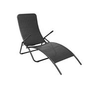 Chaise longue noir en resine tressee L. 61 cm H. 95 cm pliable