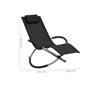 Chaise longue noir H. 59.5 cm L. 121 cm en acier non empilable pliable