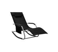 Chaise Longue Textilène Noir et Gris Bain de Soleil Transat Jardin vidaXL