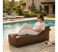 Chaise longue piscine XL Relax flottante 160 × 70 × 35 cm intérieur / extérieur sans polystyrène - Brun (RSF16070-5)