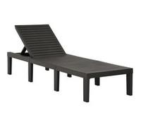 vidaXL Chaise longue plastique avec coussin – bain de soleil Anthracite