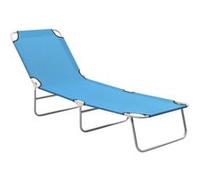 Chaise longue pliable acier et tissu bleu turquoise Bleu G
