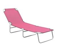 Chaise longue pliable acier et tissu rose