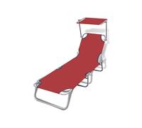 Chaise Longue Pliable avec Auvent Rouge Transat Bain Soleil Chilienne vidaXL