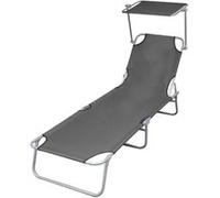 Chaise longue pliable avec auvent Acier Gris gris G