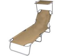Chaise longue pliable avec auvent Acier Taupe Taupe G