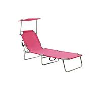 Chaise Longue Pliable avec Auvent Rouge Aluminium Jardin Extérieur vidaXL