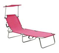Chaise longue pliable avec auvent rose aluminium