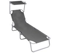 Chaise Longue Pliable avec Auvent Rouge Aluminium Jardin Extérieur vidaXL