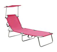 Chaise Longue Pliable avec Auvent Rouge Aluminium Jardin Extérieur vidaXL