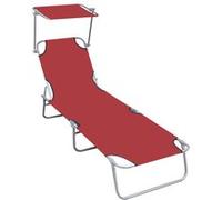 Chaise longue pliable avec auvent Rouge Aluminium Rouge G