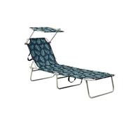 Chaise Longue Pliable avec Auvent Transat de Patio Bain de Soleil d'Extérieur Terrasse Jardin Arrière-cour 310364