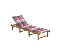 vidaXL Chaise Longue Pliable avec Coussin Bain de Soleil de Jardin Transat de Patio Chaise Longue de Terrasse Plage Extérieur Bois d'Acacia Massif G