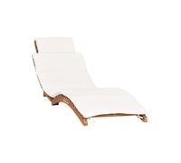 Chaise longue pliable avec coussin blanc crème Bois de teck310667