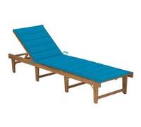 Chaise longue pliable avec coussin Bois d acacia solide Bleu G