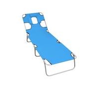 Chaise longue pliable avec coussin de tête Acier Bleu turquoise