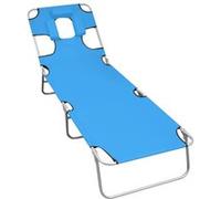 Chaise longue pliable avec coussin de tête Acier Bleu turquoise Bleu G