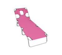 Chaise longue pliable avec coussin de tête Acier Rose magento310333