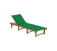 Chaise Longue Pliable avec Coussin Transat de Jardin Bain de Soleil d'Extérieur Chaise Longue de Terrasse Patio Plage Bois d'Acacia Massif