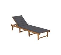 Chaise Longue Pliable avec Coussin Transat de Patio Bain de Soleil d'Extérieur Chaise Longue de Terrasse Jardin Plage Bois d'Acacia Massif