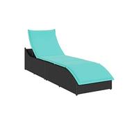 Chaise longue pliante coussin rangement marron résine tressée vidaXL