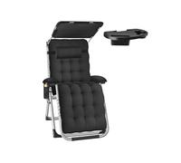 Chaise longue - TECTAKE - Transat CLOUD II pliable avec pare-soleil dossier et repose-pieds réglables - Noir