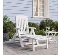 Chaise Longue Pliable avec Roues Fauteuil Jardin Terrasse Patio Blanc PP vidaXL