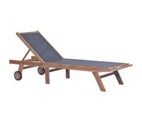 Chaise Longue Pliable Avec Roulettes Teck Massif Et Textilène Multicolore