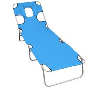 Chaise longue pliable avec tête coussin et dossier ajustable bleu vidaXL