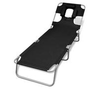 vidaXL Chaise longue pliante – Coussin appui-tête, dossier réglable – Noir