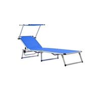 Chaise longue pliable avec toit Aluminium et textilène Bleu