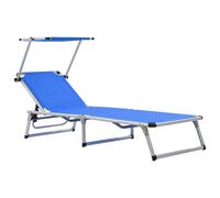 Chaise Longue Pliable Bleu Aluminium Textilène Transat Bain de Soleil vidaXL
