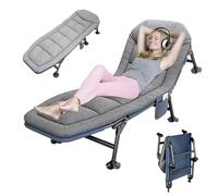 Chaise longue pliable, chaise longue de jardin, lit de camping réglable en 5 positions, transat pliable avec oreiller et matelas, lit de pêche, parfait pour le camping, intérieur/extérieur (190 x 65 x