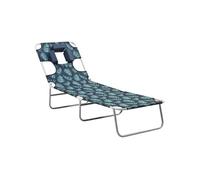 Chaise longue pliable coussin de tête Acier Motif de feuilles