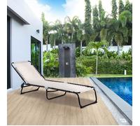 Chaise longue pliable de jardin - 197x58x76 cm- dossier réglable en 4 positions- acier - beige pour des heures de détente