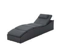 Chaise longue pliable en poly rotin Lamia Noir