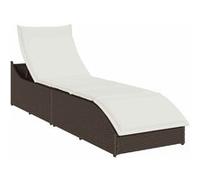 Chaise longue pliable en résine tressée marron avec coussin et espace de rangement 4104221 Marron G