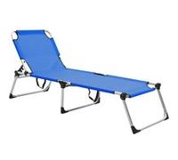 Chaise longue pliable extra haute pour seniors Bleu Aluminium Bleu G