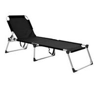 Chaise longue pliable extra haute pour seniors Noir Aluminium Noir G