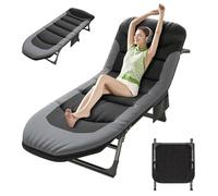 Chaise longue pliable, lit de camping réglable sur 6 positions, transat pliable avec oreiller et matelas, lit de pêche, parfait pour le camping, intérieur/extérieur