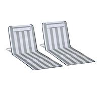 Chaise longue pliable Outsunny Chaise longue de jardin avec oreiller Tapis de plage avec dossier réglable en 5 positions Chaise longue de plage avec sac de transport pour le jardin, les vacances, la