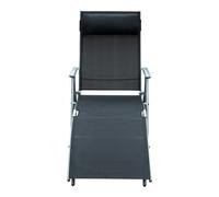 Chaise longue pliable Outsunny en acier avec coussin noir 137x635x1005cm parfaite pour jardin plage et espace extérieur
