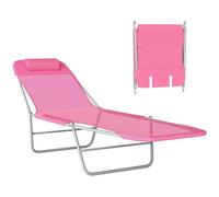 Chaise longue pliable Outsunny pour l'extérieur, chaise longue de jardin inclinable avec dossier réglable et oreiller pour la tête, rose