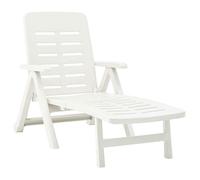 Chaise longue pliable unie - Blanc - 72 x 189 x 96 cm