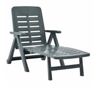 Chaise longue pliable unie - Vert - 72 x 189 x 96 cm