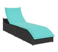 Chaise longue pliable vidaXL avec espace de rangement pour coussin en résine tressée noire polyrotin 4104228 G