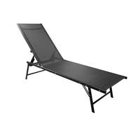 Chaise Longue Pliante Jardin 185x54,5x34,5 cm - Textilène Haute densité - Dossier 6 Positions, Transat, Bain de Soleil